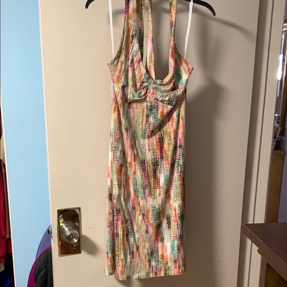 CAbi Pink and Orange Halter Sundress